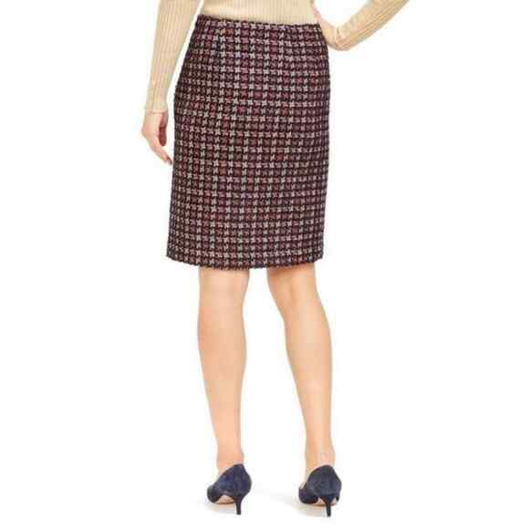 J. Mclaughlin Houndstooth Metallic Tweed Sparkle Elm Skirt Sz 0 NWT - Picture 2 of 5